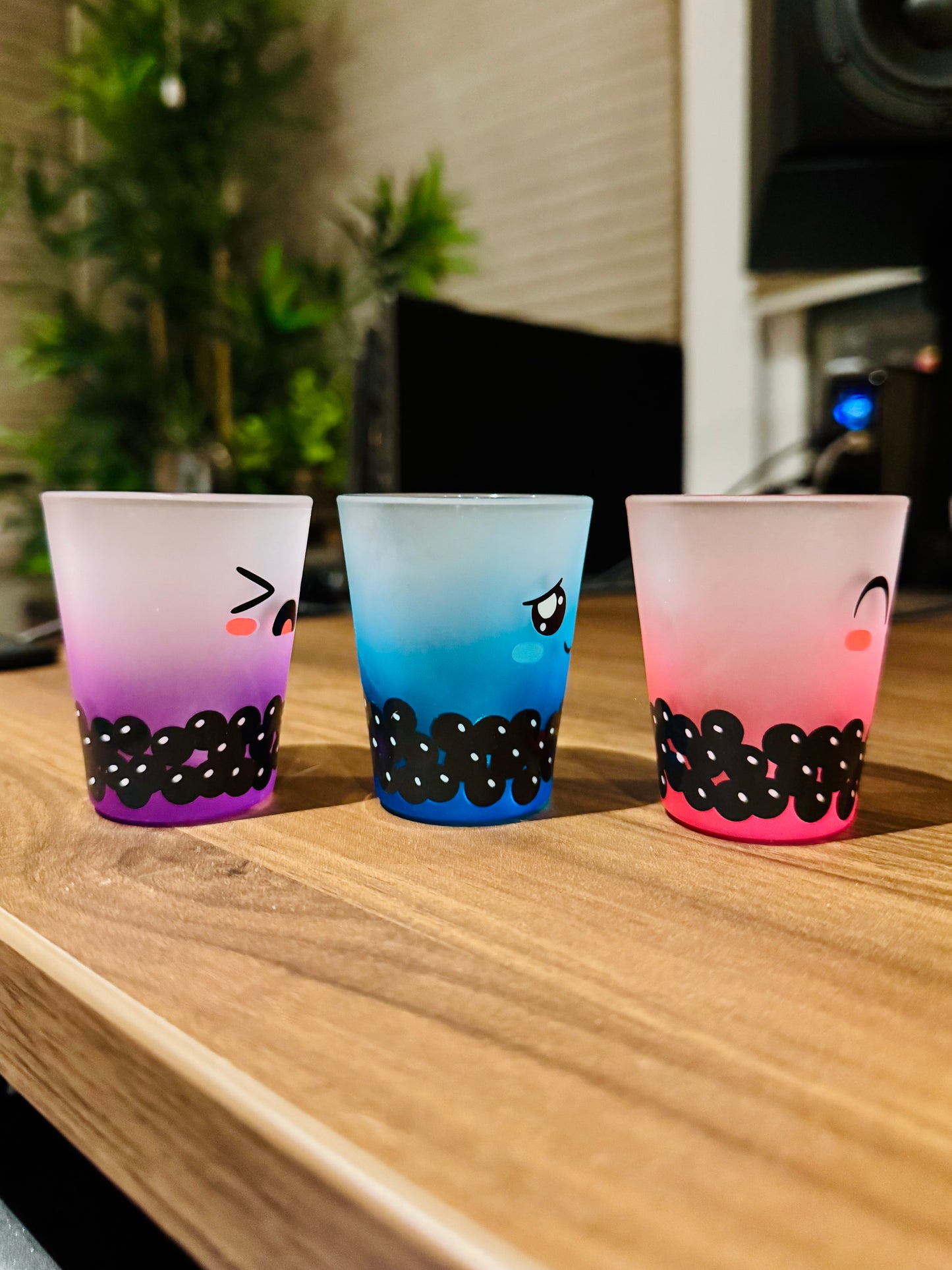 Bubble Tea Shot Glasses Gift Set, 1 oz, Boba Set of 3