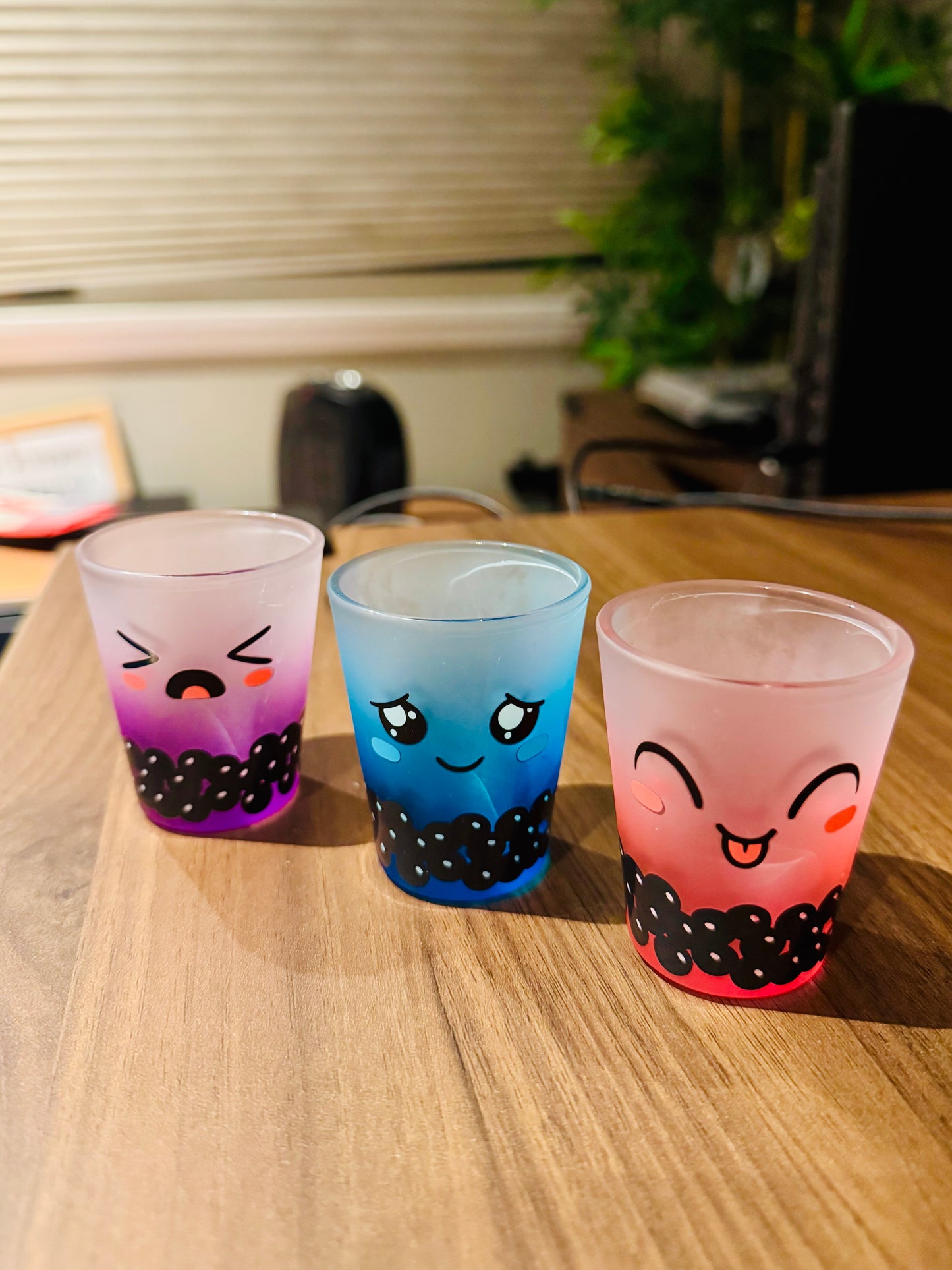 Bubble Tea Shot Glasses Gift Set, 1 oz, Boba Set of 3